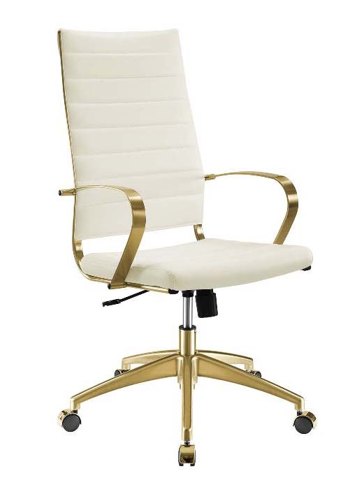 Stainless Steel Highback Office Chair in Gold and White
